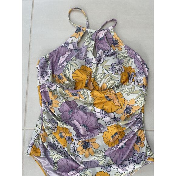 Cupshe Swim One Piece Swimsuit Tropical Print Scoop Back Swimwear - Picture 4 of 11